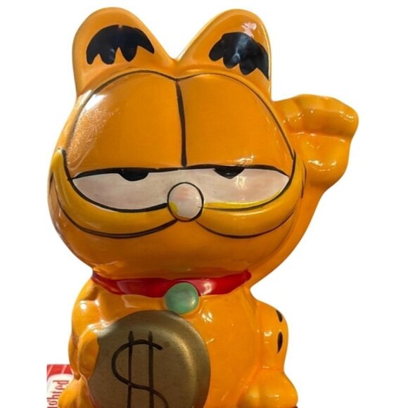 Garfield Lucky Cat Ceramic Coin Bank Nostalgic Collection Holiday Gift W/Stopper - Picture 8 of 8